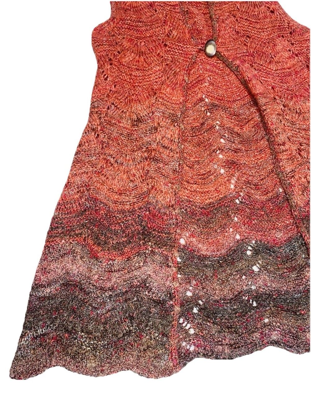 Coldwater Creek Whimsygoth Fairycore Pointelle Knit Long Vest Ombre Earthy M - Picture 7 of 12